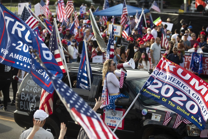 Hundreds of Trump supporters rally in Beverly Hills ahead of election day