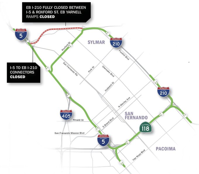 210 Freeway closures 8-25-2021