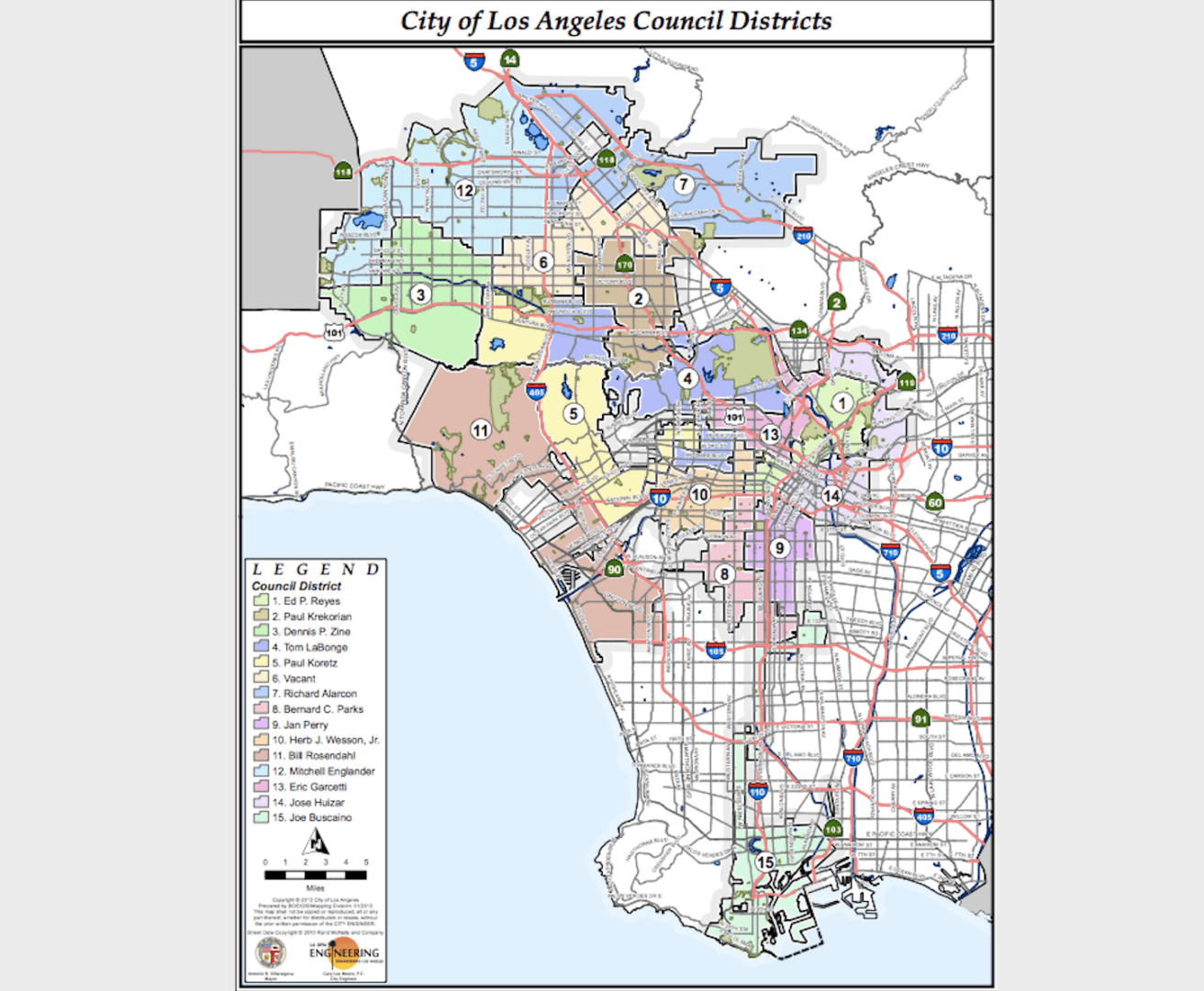 LA city council districts map