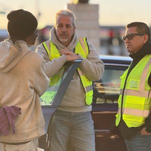 District 2 Supervisor Jesse Armendarez, at right, participates in the 2025 homeless count.