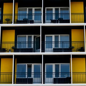 Apartments with balconies.