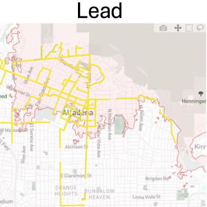 This map shows airborne lead in the Eaton Fire area is well below federal risk standards.