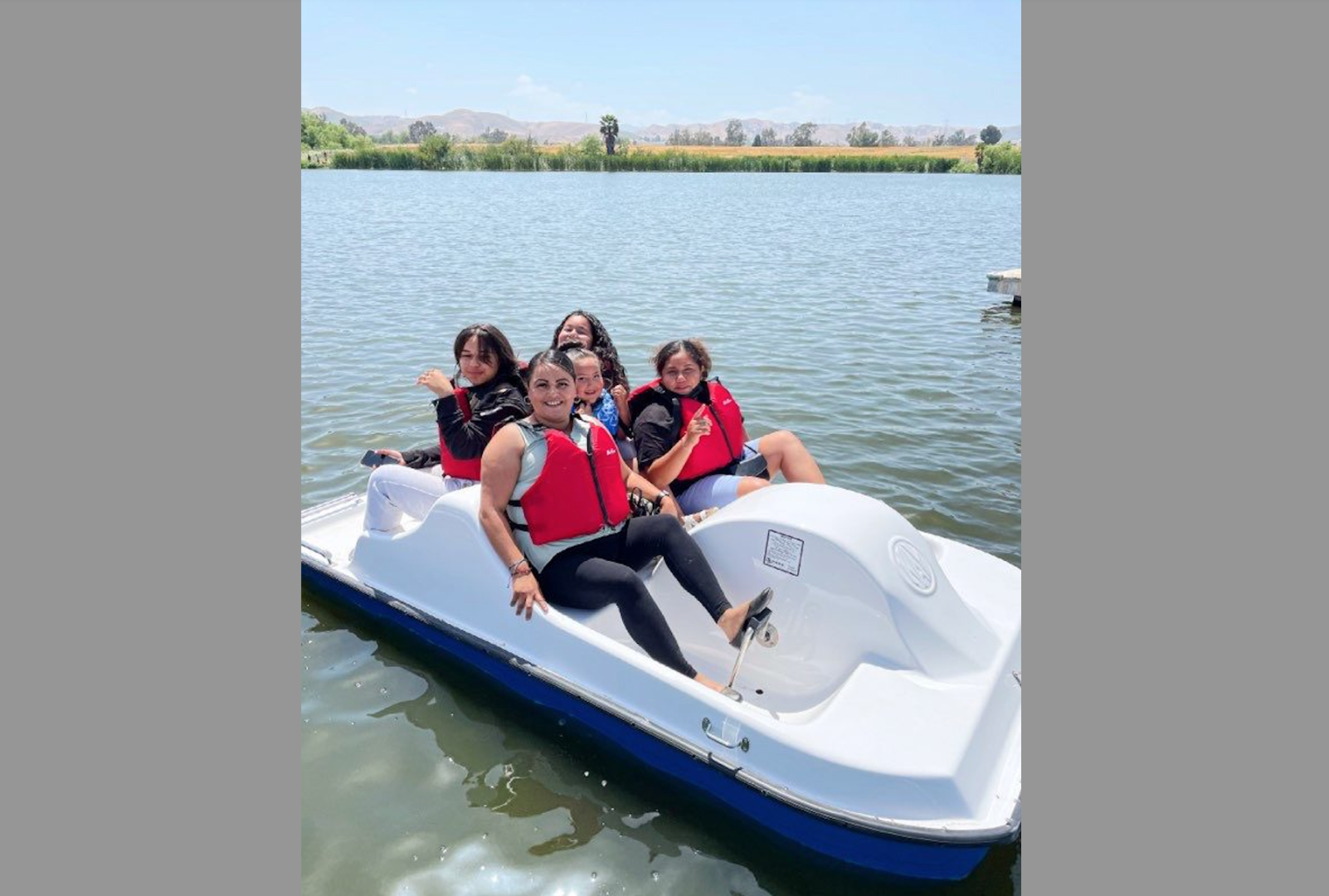 Pedal boats are a popular attraction on the lake at Prado Regional Park.